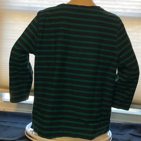 Lands' End green and blue Striped Anchor Sweater - Picture 3 of 6